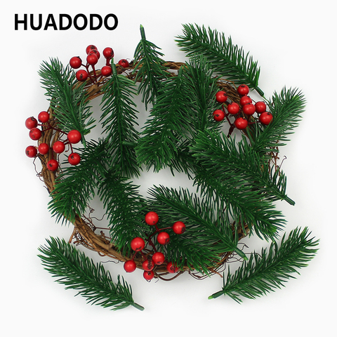 HUADODO 10pieces Artificial pine needles Fake Plants Branches Artificial flowers For Christmas Tree Decorations DIY Accessories ► Photo 1/6
