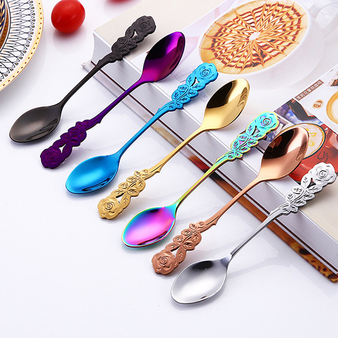 Cute Heart Shape Ice Spoon Stainless Steel Cutlery Ceramic Handle Multicolor New