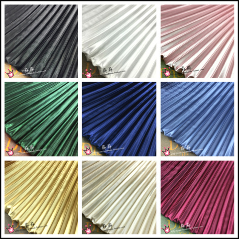 Pleated Fabric silk Clothing pleated fabric solid color big stripes organ imitation  thread is not transparent skirt ► Photo 1/5