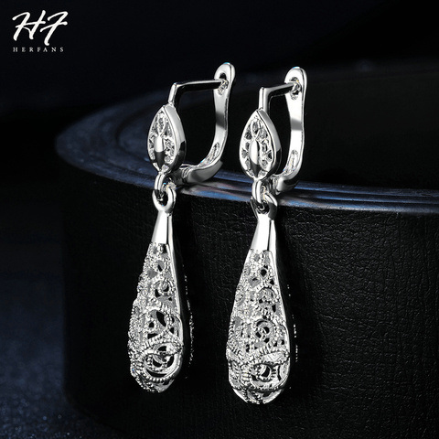 Antique Hollowed Carven Pattern Clasp Dangle Earrings For Women Silver Color Vintage Jewelry HotSale Christmas Day Gift E788 ► Photo 1/6