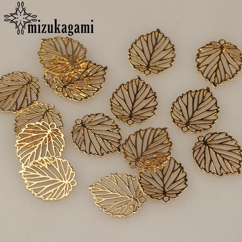 22mm 10pcs/lot Fashion Zinc Alloy Charms Pendant Gold Hollow Leaves Shape Charms For DIY Jewelry Making Finding Accessories ► Photo 1/6