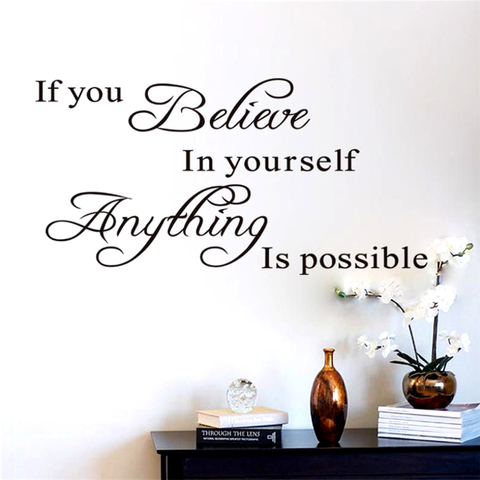 if you believe in yourself anything is possible inspirational quotes wall decals decorative stickers vinyl art home decor 8037. ► Photo 1/6