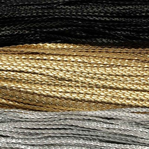 5meter 4/6/7mm Black/gold/silver Flat Braided PU Leather Bracelet Findings Jewelry Cord String Rope DIY Necklace Bracelet Making ► Photo 1/4