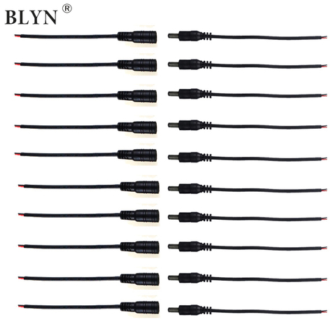 10 Pair DC Wire Connector Weld Power Pigtail Female Barrel Jack 6 Inch Wire 5.5mm x 2.1 for LED Strip Light CCTV Security Camera ► Photo 1/4