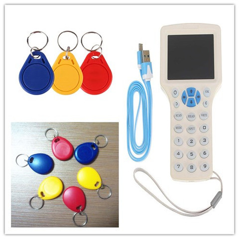 English 10 Frequency RFID Copier Duplicator Writer Cloner +5pcs 125Khz T5577 Writable Token+5pcs 13.56mhz UID Changeable key ► Photo 1/1