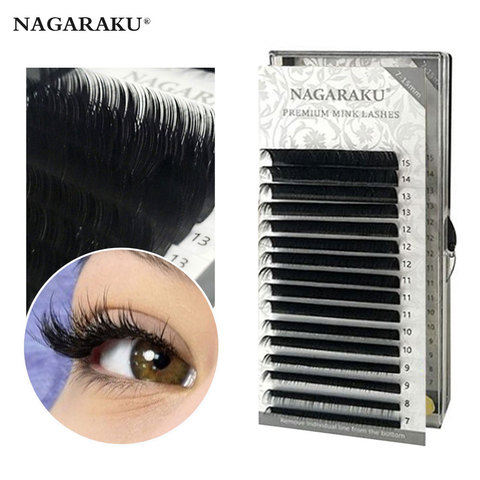 NAGARAKU 16rows 7~15mm mix premium natural synthetic mink individual eyelash extension makeup maquiagem cilios makeup tool ► Photo 1/6