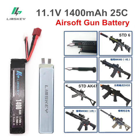 Limskey Lipo Battery 11.1V 1400MAH 25C Mini Lipo Battery for Airsoft Air Guns Pistol Rifle pistola metal with Mini Tamiya ► Photo 1/4