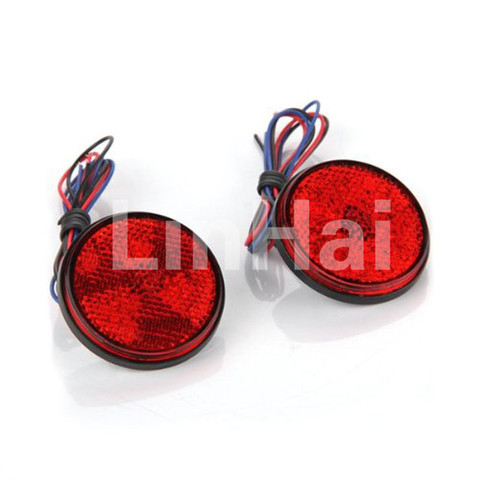 2X Motorcycle Auto Vehicle Moto LED Red Round Brake Stop Tail Rear Light Lamp 12V ► Photo 1/4