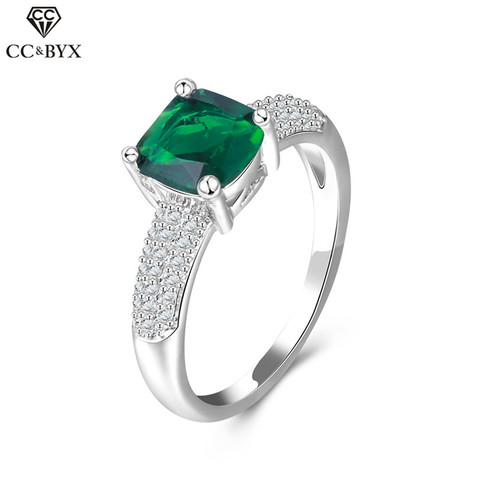 CC 925 Sterling Silver Jewelry Vintage Green Stone Rings For Women Party Engagement Ring Bijoux Fashion Accessories CC534 ► Photo 1/6
