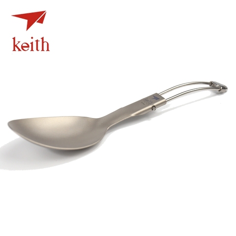 Keith Titanium Lengthened Handle Folding Spoon 185mm Portable Outdoor Camping Travel Picnic Cutlery Hiking Tableware Only 22g ► Photo 1/6