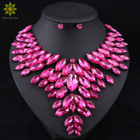 7Colors African Bead Jewelry Sets Wedding Necklace Womens Jewellery Set Crystal Necklace And Earrings Sets Party Wedding Prom ► Photo 1/6