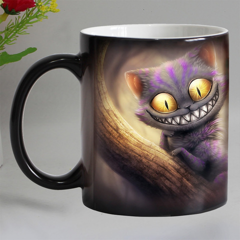 Free shipping smile cat animal Heat sensitive Coffee mug cup Porcelain Magic Color changing Tea Cups christmas gift  ► Photo 1/6
