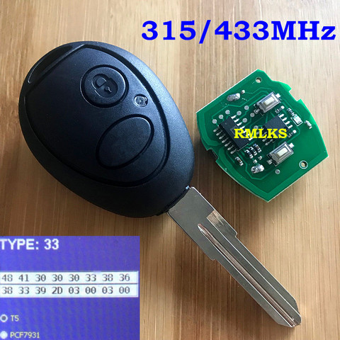 NE75 2 Button Full Remote Key For Land Rover Defender Vehicles Discovery 2 For Range Rover Remote Key Fob 433Mhz 315Mhz 7931Chip ► Photo 1/6
