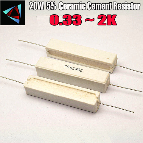 20W 5% Ceramic Cement Resistor 0.33 0.5 1 2 2.2 3 4.7 5.1 6.8 8.2 10 15 20 22 24 30 33 39 47 51 56 68 72 100 120 150 1K ► Photo 1/1