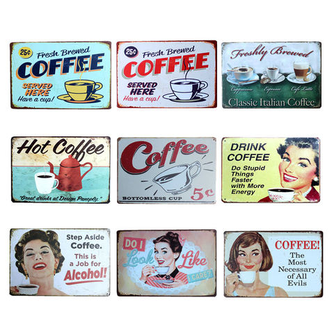 Coffee Menu Metal Plaque Signs House Art License Poster Home Decoration License Plate Tin Wall Decor 20*30 CM ► Photo 1/6