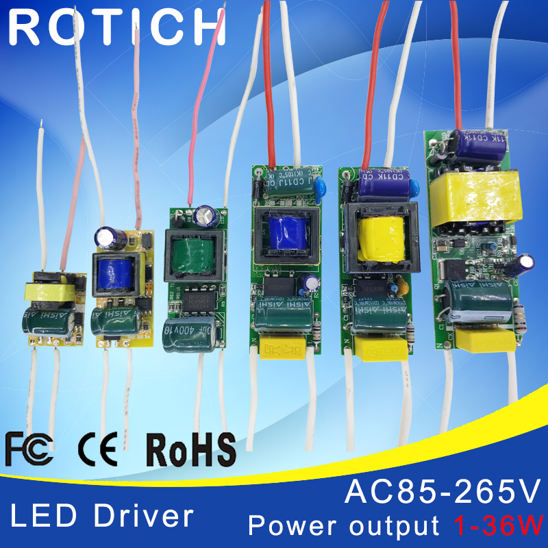 1-3W,4-7W,8-12W,15-18W,20-24W,25-36W LED driver power supply built-in constant  current Lighting 85-265V Output 300mA Transformer - Price history & Review, AliExpress Seller - Rosensuotich Official Store