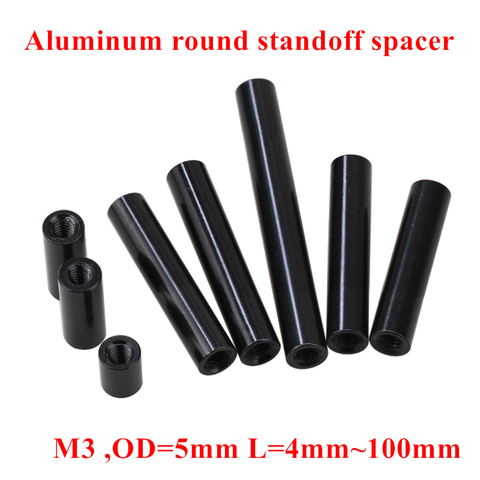 10pcs M3 Aluminum Column post M3*6/8/10/12/15/20/25/30/35/37..100mm Black Aluminum round standoff spacer Spacing screws RC Parts ► Photo 1/4