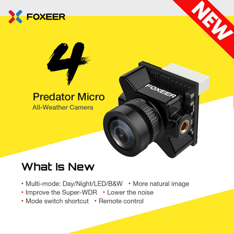 Foxeer Predator V4 FPV Micro Camera 16:9/4:3 PAL/NTSC switchable Super WDR OSD 4ms Latency Upgraded Foxeer Predator V2 Camera ► Photo 1/1