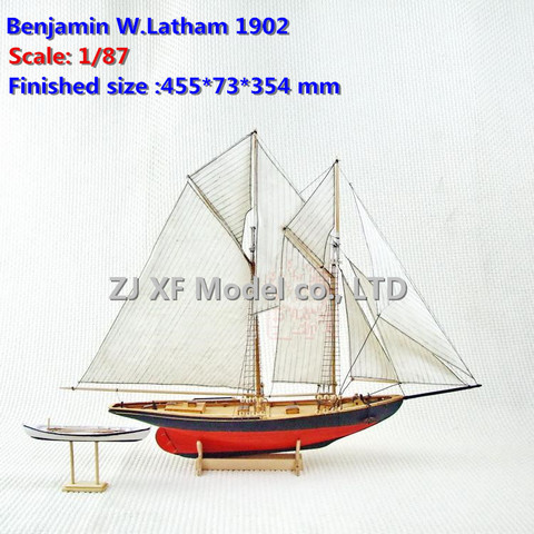 NIDALE model Free shipping Scale 1/87 classics sail boat model Benjamin W.Latham 1902 sail boat wooden model kit ► Photo 1/4