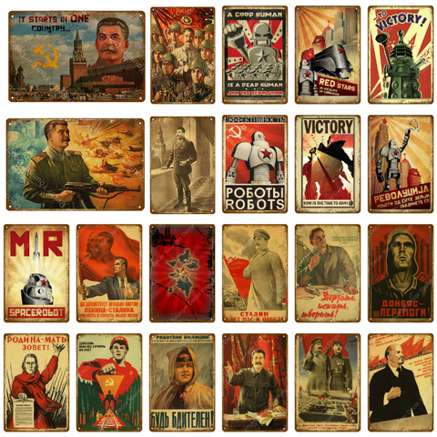 Victory Stalin USSR CCCP Metal Tin Signs Retro Wall Sticker Art Decorative Plaque Pub Bar Home Decor Mr Robot Vintage Tin Poster ► Photo 1/6