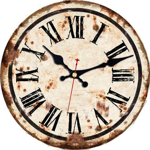 WONZOM Roman Numerals Wall Clock,Vintage Pattern Wooden Cardboard Wall Clock, European Retro Clock for Chic Home Office ► Photo 1/6