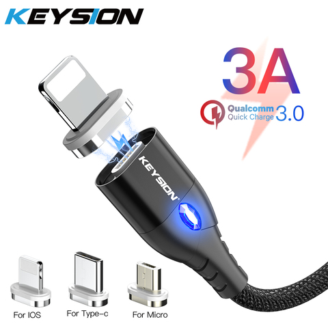 KEYSION Magnetic Cable Micro USB Type C For iPhone Lightning Cable 1M 3A Fast Charging Wire Type-C Magnet Charger Phone Cable ► Photo 1/6