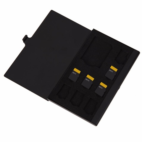 Portable Monolayer Aluminum 1SD+ 8TF Micro SD Cards Pin Storage Box Case Holder Memory Card Storage Cases Black ► Photo 1/6