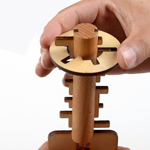 Wooden Toy Unlock Puzzle Key Classical Funny Kong Ming Lock Toys Educational Kids Jigsaw Montessori Toys Children Adult ► Photo 1/6