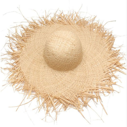 Natural Large Wide Brim Raffia Straw Hats Woven Circle Fringe Beach Cap Summer Hollow Out Big Straw Hat ► Photo 1/6