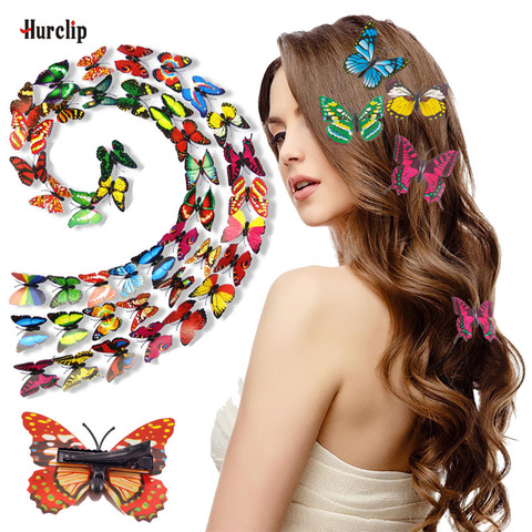 10pcs popular bridal hairpins 3D double butterfly hair clip Boutique girls women Hair Accessories Headwear wedding decor ► Photo 1/5