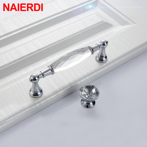 NAIERDI Luxury Diamond Crystal Handles Cabinet Handles Closet Door Drawer Knobs Wardrobe Single Hole Furniture Handle ► Photo 1/5