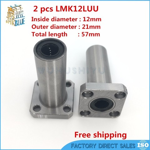 3D printer 2pcs/lot LMK12LUU 12mm Longer Round Flanged Type Linear Bushing Ball Bearing CNC parts for RepRap Ultimaker 2 ► Photo 1/5