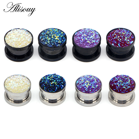 Alisouy 2pcs Surgical Steel Ear Plug Tunnel Earring Plugs Expanders Gauges Stretch Screw Plugs and Tunnels Piercing Body Jewelry ► Photo 1/6