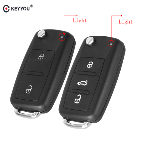 KEYYOU Flip Fob Remote Folding Key Shell For Volkswagen VW Polo Tiguan Golf Jetta Beetle MK6 Touareg Blank Key 2/3 Buttons ► Photo 1/6