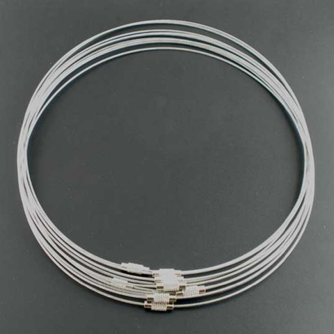 DoreenBeads Steel Wire Collar Neck Round Necklace Gray With Screw Clasp DIY Making Jewelry Findings 46cm(18 1/8