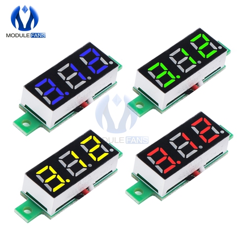 0.28'' Yellow Blue Green Red 3 Bits Wire Mini DC Digital Panel Voltmeter Panel Mount LED Voltage Meter Tester 0.28 Inch ► Photo 1/6