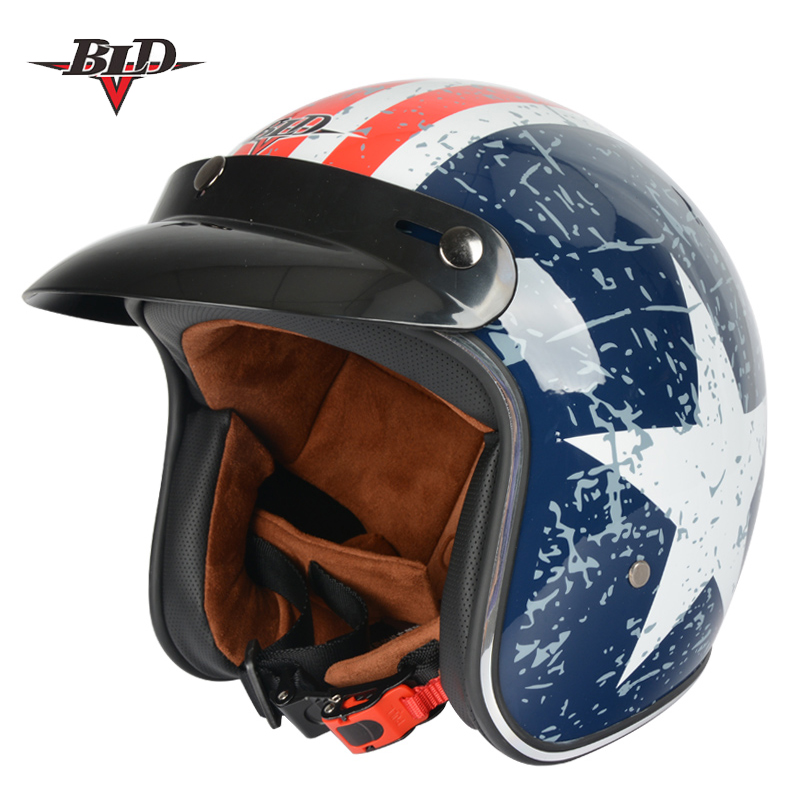 bld motorcycle helmets 3/4 Open Face Adult Motorbike Helmet Double Visor AHR BLD-M63 Full Face DOT