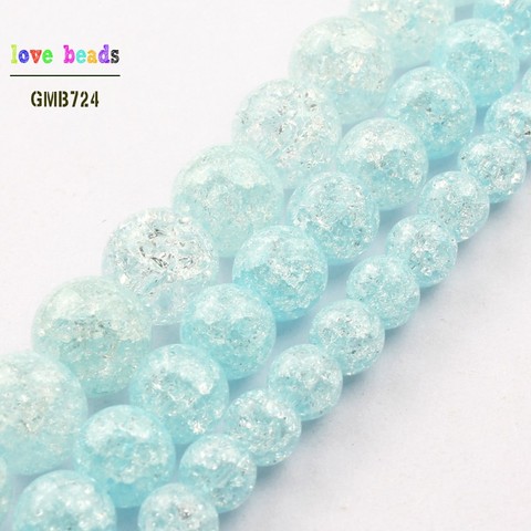 6 8 10mm Blue Cracked Crystal for Diy Bracelet Jewelry Making Quartz Round Beads Wholesale Perles 15'' strand ► Photo 1/5