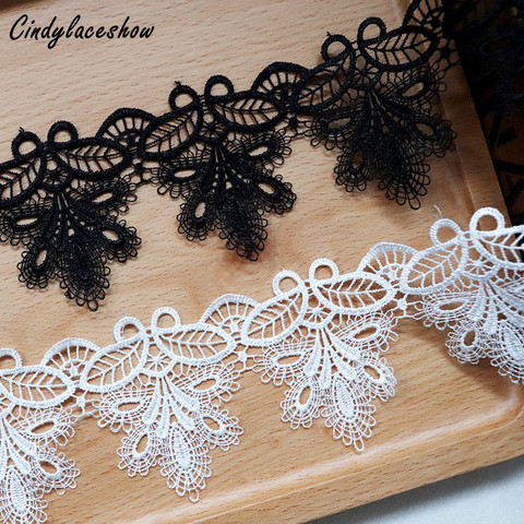 3 Yards White Black Water Soluble Lace Trim Ribbon Embroidered Lace Fabrics DIY Handmade Dress Edge Sewing Supplies Craft Trims ► Photo 1/5