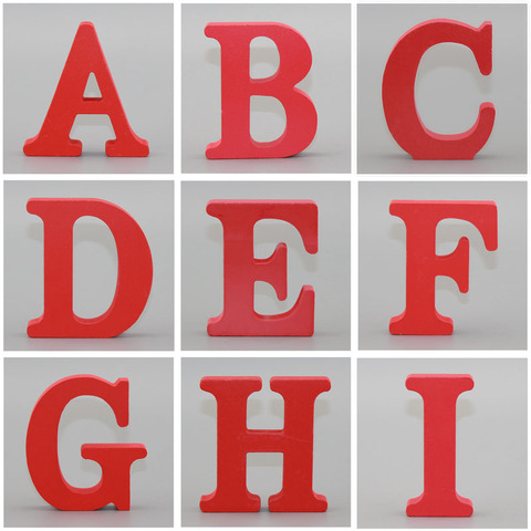 1pc 10X10CM Red Wooden Art Craft Free Standing Wedding Heart Home Decor English Letters Alphabet Word Personalised Name Design ► Photo 1/6