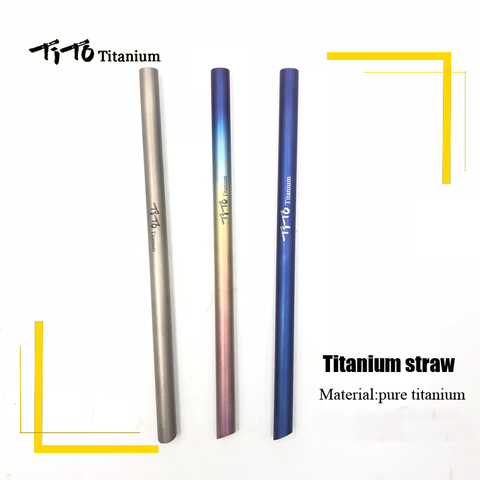 TiTo titanium straws with cleaner brush titanium mike tea straw kitchen Outdoor camping drinking family and holiday gift straws ► Photo 1/6