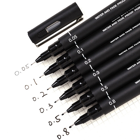 6pcs/lot Pin Drawing Pen Fineliner Ultra Fine Line Art Marker Black Ink 005 01 02 03 05 08 Micron Drawing Pen Office School Set ► Photo 1/6