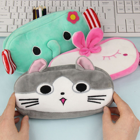 1 PC Cute Cartoon Plush Pencil Case Kawaii Large Size School Kids Pencil  Box Animals Stationery Bag - Price history & Review, AliExpress Seller -  XueSheng Official Store