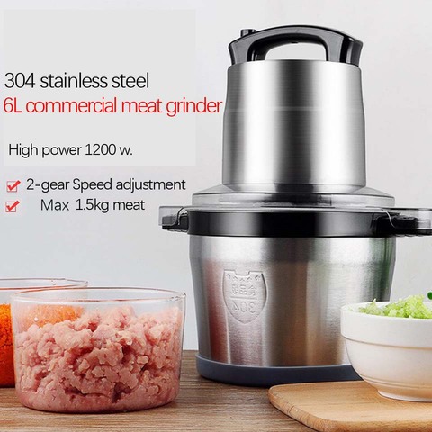 6L Stainless Steel Meat Grinder Chopper Automatic Electric Mincing Machine High-quality Household or Commercial Food Processor ► Photo 1/6