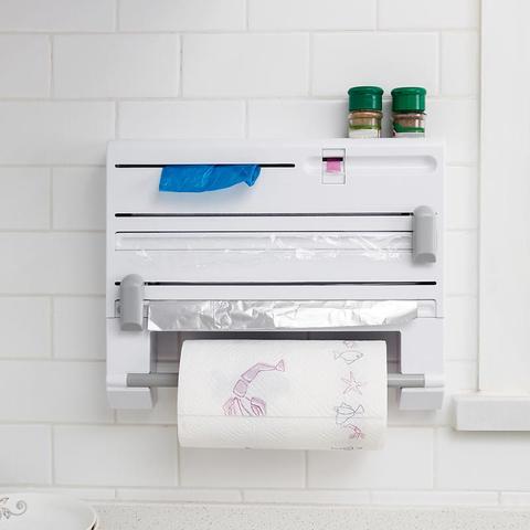 New 6 in 1 Kitchen Aluminum Film Wrap Cutter Hang Rack Sundries Organizer Home Storage Tools Cabinet Cupboard Tissue Shelf ► Photo 1/6