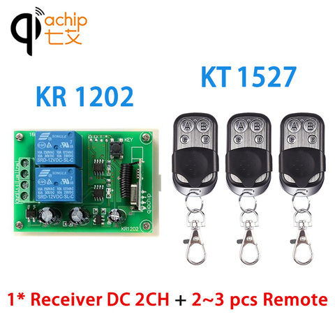 QIACHIP 433Mhz DC 12V 2CH Wireless Remote Control Switch Relay Receiver Gate Garage Motor Controller 4CH RF 433 Mhz Transmitter ► Photo 1/1