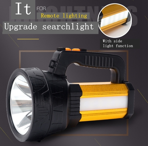 2022 New 120W Portable light rechargeable led spotlights camping lantern searchlight hand held spotlight lamp with side light ► Photo 1/6