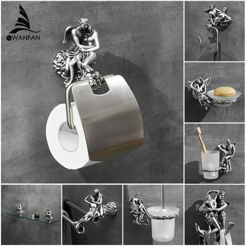 Paper Holders  Bathroom Accessory Chrome Romantic Bath Hardware Set Bathroom Fitting Towel Ring Toilet Brush Holder MB-0810T ► Photo 1/6