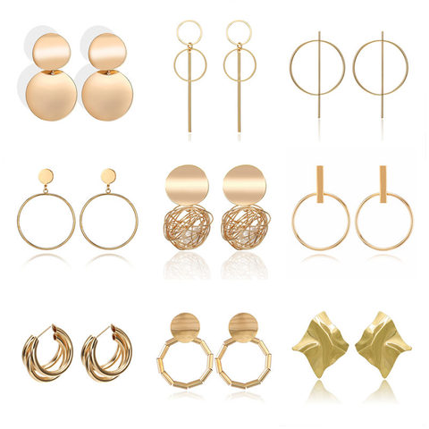 Fashion Statement Earrings Metal Round Geometric Earrings For Women Hanging Dangle Earrings Drop Earing Modern Jewelry Punk ► Photo 1/6