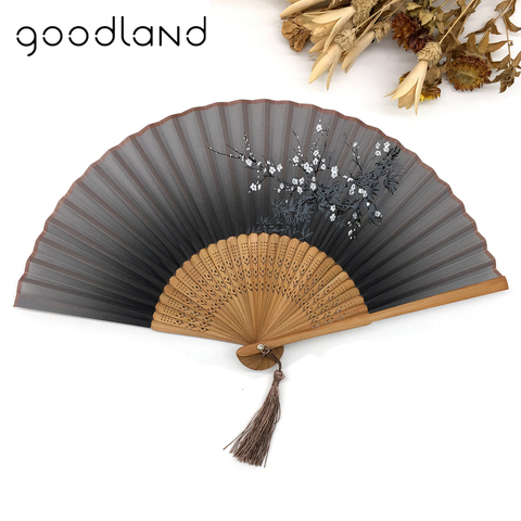 Free Shipping 1pcs Vintage Chinese Spun Silk Flower Printing Hand Fan Folding Hollow Carved Hand Fan Event & Party Supplies ► Photo 1/6